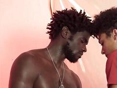 Black hunk spits inside teen mouth and fucks him raw