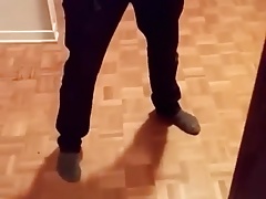 Jerks off infront of miror