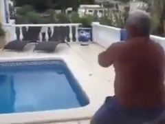 Fat Latin Daddy Strips Outdoors with His Bear