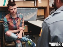 First-time anal with hunky cop leaves young guy's ass sore!