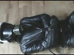 Leather straitjacket and breath control