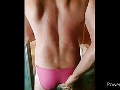 Shower time wet pink bikini bottoms