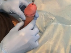 Intense urethral insertion session with peehole fun and climax