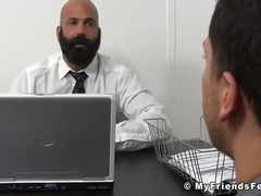 Bald Bearded Hunk Foot Worshipped And Licked By Young Lad