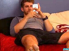 Handsome Andrew James jacking his pipe until a humid finish