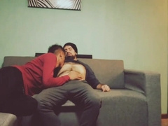 Degustating my masculine's meatpipe on the sofa.