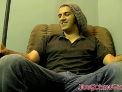 The dude is about to earn some money by jacking it off