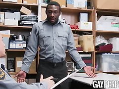 Ebony security punished by hung superior with bareback