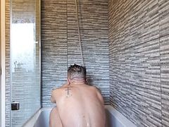 Carl cagedwarrior loves a red hot shower with his huge toys and a big treat for the fans at the end