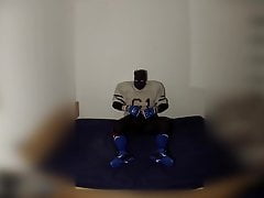 Pwaing off in American Football gear