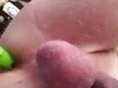 Broom in ass for cslut