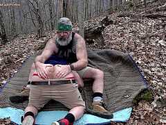 Daddy bear Will Angell fucks Scott Ryder deep in the forest