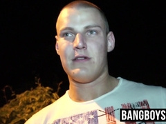 Handsome jock outdoor bareback fucked and doused in jizz