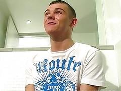 UK twink masturbates and cums solo