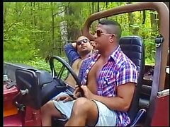 In the woods beefy guys can discretely blow each other