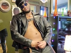 Kennie Jai in leather gives himself a good milking for you