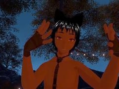 Solo Latino guy Cookiemanor getting off by the warm fire in VR
