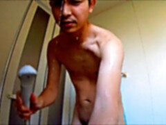 asian guy Taking shower