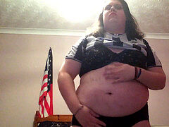 youthful Amature TS Teases and eats Her jizm