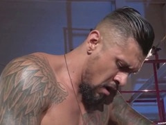 Muscle stud goes to town on latin bottoms