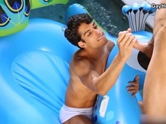 Hardcore action with twunks Aiden Ward and Nico Leon featuring anal and oral play