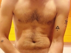 Inked Hippie Man has Strenuous Noisy Climax and Adorns his Forearm with Scorching Jizz