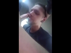 Cum sucking in a car