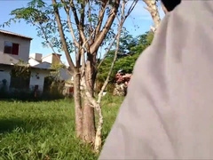 Freeballing Grey Shorts: Flaccid Cock Swinging Outdoors