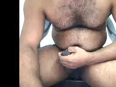 wooly sizzling INDIAN dad PLAYING WITH HIS BIG UNCUTDICK