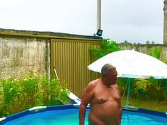 I filmed gay grandpa masturbating in the pool