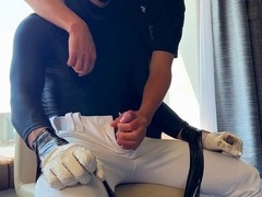 Bound and ball-gagged Asian submissive gets teased and edged