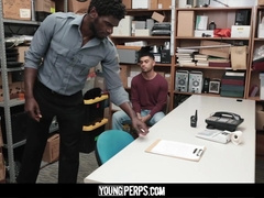 YoungPerps - Super Hot Dark-Hued Security Officer Pummels A Cherry Dude