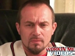 Hairy mature stud tugs on his dick and explodes with jizz
