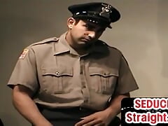 Str8 police stud seduced by BJ gaydaddy at home 4 oral sex