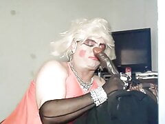 Mature crossdresser likes BBC