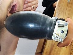 Inserting Huge Anal Plug Anal stretching Training