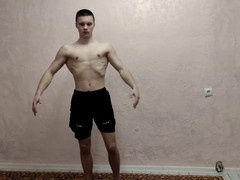 Close-up of flexible twink Alex Sport getting busy with some self-love