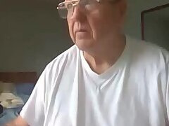 Old man jerking his big dick