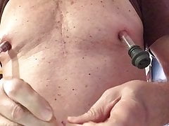 Older4you pumping my nipple and cum