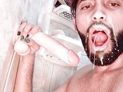 Young Latino Camilo Brown Hot Deepthroat, Anal And Facial With A 9inch Cumming Dildo Big Load