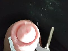 Pumped cock in tools close up