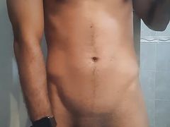 naked boy in the bathroom showing his ass