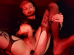 Nice faggot in undergarments wanks and plays with rectum.