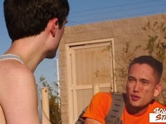 Timber Harvest barebacks Marcus Tresor after giving him a rimjob at Southern Strokes