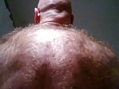 OMG ! Bald Hirsute Mature Shows His Hairy Back And Chest