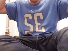 Undressing to jerk then accidental precum