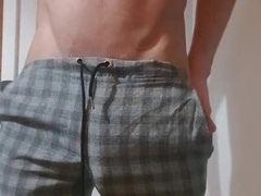 Youngster displays trouser snake then spunks a large fountain