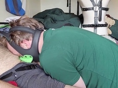 Horny hunk passionately devouring his throbbing shaft