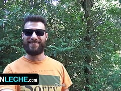 Latin Leche - Muscular Amateur Latino With Beard Slobbers And Rides Stranger's Cock Outdoors