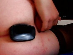 Sissy removes big Plug after it stayed in for 4 hours